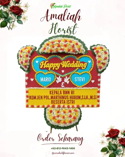 Karangan Papan Bunga Pernikahan di Sawangan